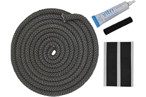 KAMINOVA Kamindichtung Türdichtung Set, 3m ø12mm, für Drooff, Olsberg, Oranier und Wamsler Öfen, Kaminofen Dichtung inkl. Kleber, Abbinder, Hülse und Einbauanleitung