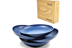 NowCooks Dark Blue Unbreakable Plates Set of 4, UK/EU Tested, Plastic Plate, Perfect for Parties, picnics, Camping and Caravans, Safe for Kids & Adults (Dark Blue, Large)