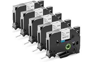 Upwinning TZe-221 TZe 221 Compatible with Brother Label Printer Tape 9mm Black on White Tape, Replacement for TZe 9mm Tape Cassette Work with Brother Label Maker 900 1000 1010 H100lb H105 H110, 5-Pack