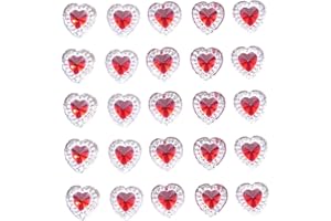 Syntego 40 Pierres Autocollantes en Forme de cœur avec Strass colorés en Acrylique pour décorations (Rouge)