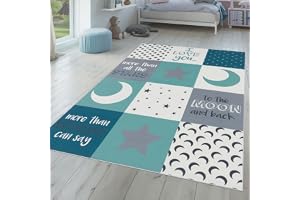 TT Home Barnmatta Lekmatta För Barnrum Modernt, Färg: Turkos, Storlek:160x230 cm