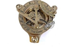 Antique Vibes Brass Sundial Compass Maritime Pocket Sun Watch Compass Hiking/Travel/Camping