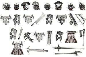 MAGMA BRICK Ensemble d’Engrenages Uruk-hai Orc Compatible avec la Figurine Lego (Gratuit 8 Soldats) (Armure Noire)