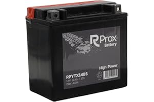 RC PROX Batería Moto YTX14-BS AGM High Power 12V 12Ah 200Amp. Máximo Poder de Arranque. Made in Europa.