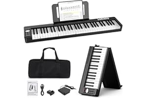 LEKATO Faltbares Klavier mit 61 Tasten, Full Size Semi Weighted Keyboard Tragbarer Klaviertastatur mit USB, MIDI, Bluetooth, Klaviertasche, Klavierpedal, für Anfänger Erwachsener Kind