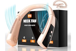 Tevelecin Personal Neck Fan, 5000mAh Foldable Bladeless Neck Fans Portable Rechargeable, LED Display 3-Speed Neck Fan for Women Men Outdoor Sport Travel Patio Garden Work Home Kitchen(Pink)