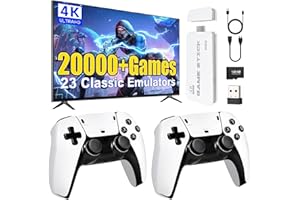 SCRIMEMO 2025 Upgrade Retro Console Game Console Game Stick, Retrolink Game Console 20,000+ Games Plug & Play for TV HDMI with 2 Wireless Controllers, Gift for Boys and Adults (GOD Edition)