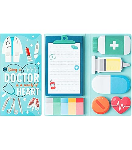 Set 8 Blocchi Note Adesivi A Tema Medico 240 Fogli | 30 Fogli Ciascuno | Per Infermieri, Studenti E Uffici | Regalo Originale