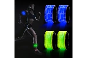 DazSpirit 4 LED Bracciale, Braccialetto LED Alimentato a Batteria, Fascia per Braccio di Sicurezza Notturna, per Fare Jogging, Passeggiate con Il Cane, Corsa per Sport all'Aria Aperta