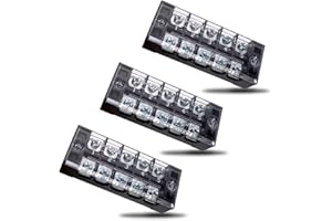 SRJQXH 3 Pcs 5 Position Terminal Block Set, 600V 25A Dual Row Screw Terminals, Pre Insulated Terminal with Protective Cover, Can be used for Household Appliances, Electronic Circuits, Machines
