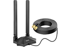 Nelawya Tri-Band-WiFi-6E-Antenna RP-SMA-WLAN-Antenna med magnetfot och 2 m förlängningskabel för PC, Bluetooth-moderkort, WiF