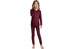 Woolcano Ensemble Thermique Enfant 100% Laine Mérinos, Haut et Pantalon Chauds pour Hiver, Ski, Patinage & Neige