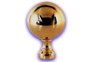 DECO FER FORGE Déco fer Forgé- BOULE DE RAMPE LAITON- DECORATION- Diamètre 90 mm H 135 mm x 88 mm-Main Courante Acier Bois Alu-1 Insert Taraudé M10 Sous Embase-Usage Interieur Exterieur Satisfaction Garantie Robuste