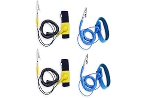 Binnan 4 Stück Anti-statische Armbänder Armband ESD Entladung Antistatische Armbänder mit Erdung Draht und Alligator Clips für Arbeit an empfindlicher Elektronik