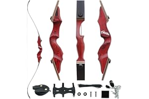 RUOERSI 60" Black Hunter Amovible Arc Classique pour Adultes Jeunes et Débutants Arc avec Poignée d'arc en Bois Technique et Branche Laminés Protège-Bras Protège-Doigts 20-40lbs pour La Main Droite