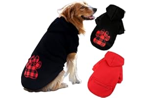 SUPJADE 2Pcs Large-Dog Jumpers Sweaters-Hoodies - Costumes Outfits Clothes Apparel for Winter Warm Coat Holiday Xmas Pet (X-Large, Black+Red)