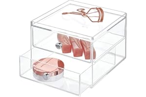 INTERDESIGN iDesign Organizer per trucchi con cassetti | scatola portaoggetti di alta qualità per trucco, cosmetici e altro | cassettiera con 2 cassetti | plastica trasparente, 17,8 x 12,7 x 16,5 cm