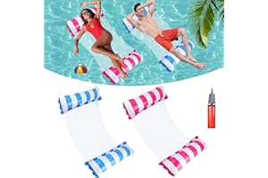 May Huang Hamaca Flotante, 2 Pcs 4 En 1 Tumbona Hinchable Colchoneta Hinchable Plegable Flotador Piscina, Hamaca Flotante Piscina