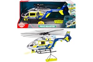 DICKIE TOYS Dickie - Helicóptero Police 36 cm, con Luces, Sonidos, cabrestante y Camilla, 203716028038