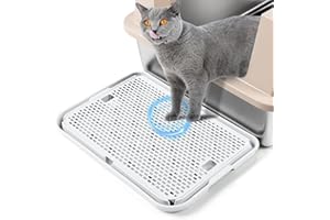 Bartuke Tapis de Rampe, 42x30CM Escalier pour bac à litière pour Chat, Attrape-litière pour bac à litière Automatique autonettoyant, idéal pour Chaton et Chats Plus âgés(Blanc)