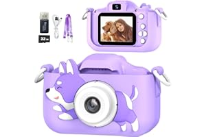 Mgaolo Kids Camera Toys for 3-12 Years Old Boys Girls Children,Portable Child Digital Video Camera with Silicone Cover, Christmas Birthday Gifts for Toddler Age 3 4 5 6 7 8 9 (Dog-Purple)