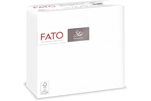 Fato - Lot de 40 Serviettes de Table Papier Jetables , Ultra Doux, Taille 38x38, Pliés en 4 et 2 Plis, Couleur Blanc, 100% Pure Cellulose, Certifié FSC