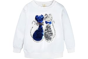 Doomiva Sweat-Shirt Enfant Fille Tops Chat en Paillettes Pullover Manches Longues Casual T-Shirt Pull Col Rond Mignonne Blouse Veste de Sport Danse Outwear 18 Mois-8 Ans