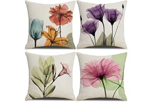 KSSKEN Federe Cuscini Divano 45x45cm, 4 Pack Cotone Biancheria Decorativi per Soggiorno Sedia Letto