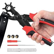Pinza Girevole Per Cuoio AMTECH Pinza Girevole AMTECH Con 6 Taglie - Per Forare Cuoio, Cinture, Occhielli, Ideale Per Fai Da Te E Pelletteria Martello Perforatore A Batteria