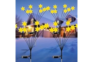 FOHIL Zewnętrzna lampa solarna, 4 sztuki, 8 diod LED, oświetlenie ogrodowe, płatki śniegu, świetliki słoneczne, zewnętrzne oświetlenie bożonarodzeniowe, wodoodporne, dekoracyjne lampy na taras, do ogrodu,