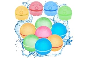 Atuoxing 12 Piezas Globos de Agua Reutilizables, Silicona Globos de Agua Llenado Rapido, Autosellantes Water Bomb Balloons, Globos de Agua Colores Juguetes de Agua