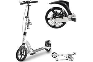 HyperMotion hulajnoga dla nastolatków i dorosłych, składana hulajnoga z hamulcem tarczowym, antypoślizgowa deska ABEC 7, regulowana kierownica od 94 do 104 cm, maksymalne obciążenie do 100 kg, kolor