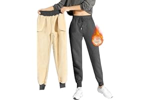 CheChury Pantalon Chandal Mujer Fleece Termico Pantalon Algodon Casual Deportivo Sueltos Largos Moda Pantalon Jogger para Mujer Pantalones Deporte con Bolsillos y Elastica Cintura Alta Ropa de Casa