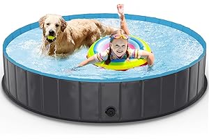 TENXSNUG Dog Pool for Large Dogs, Foldable Dog Swimming Pool, Dog Bath, Non-Slip Dog Pool, Paddling Pool for Children and Dogs, 160 x 30 cm