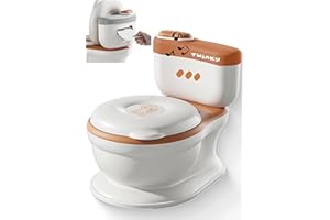 Twinky® Töpfchen für Baby & Kind – 3-in-1 Potty Trainer & Kindertoilette für Baby Toilette Inkl Spülklang, kompaktes Design, Musik und Rollenhalter – perfekter Toilettensitz für Kinder – Braun