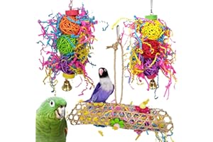 ZYYRSS 3 Pieces Bird Chewing Toys Foraging Shredder Toy Parrot Cage Bird Loofah Hanging Toy for Small Lovebird Cockatiel Conures Parakeets Budgie