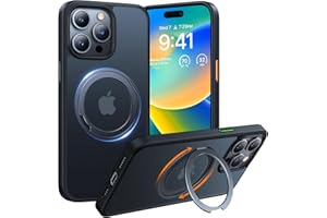 TORRAS Ostand R 360° magnetyczny stojak na telefon iPhone 15 Pro, etui do MagSafe [certyfikowane odporne na uderzenia], smukłe, luksusowe etui na telefon komórkowy, czarne
