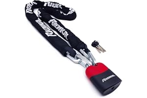 RADIKAL RK4170 Antivol Moto, Chaîne Haute Sécurité en Acier Cémenté ø10mm, Cademas Double Verroullage, Polyvalent pour Portes Ancrage Garage Scooter Vélo Électrique,170cm