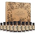 AKARZ Flower Series 10x10ML Sets Essential Oils Lavender Jasmine Rose Ylang Ylang Neroli Frangipani Lotus Peony Osmanthus Violet Essential Oil Pack of 10 for Massage,SPA, Aromatherapy