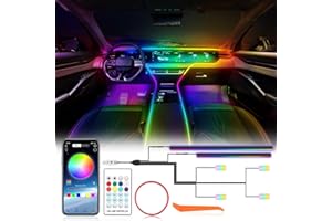 OMECO Ambientebeleuchtung Auto, Neon 5050RGB 5V Auto LED Innenbeleuchtung mit Fußraumbeleuchtung und Kontroller Rainbow LED Strip Light Set Musik Sync USB mit APP Steuerung und Fernbedienung