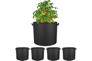 DabbOo 5Pcs Sac de Plantation en Tissu Non Tissé Sacs de Culture de Plantes 3 Gallons 11 Litre Respirante Sac de Plantation de Ventilation épaissi avec Poignées pour Plantes, Légumes, Tomates, Fleurs