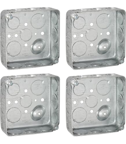 Hubbell-Raco 8231 Welded Square Electrical Box – 4 Inch, 2-1/8 Inch Deep, (8) 3/4 Inch Side Knockouts, 30.3 Cu. In Capacity