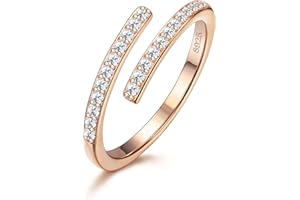 JeweBella Ring Silber 925 Damen Minimalistisch Zirkonia Ring 2mm Verstellbare Offener Ringe Frauen Silber/Gold/Roségold