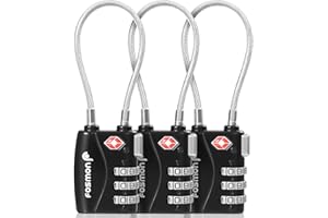 Fosmon 3-cyfrowy kabel szyfrowy TSA: Walizka, torba podróżna, szafka lub plecak - zabezpiecz cały bagaż, rower, brama, rabat - kłódka z 3-cyfrowym kodem - czarna - zestaw 3 szt