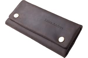 ANDERS Tabaktasche Druckknöpfe mit Gravur I Lederdesign Germany (Braun-personalisiert)