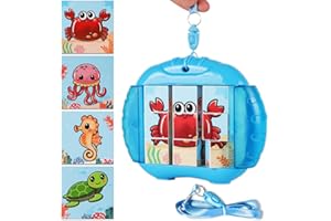 Sanfant Rotierendes Puzzle ab 1 2 3 4 5 6 mit Lanyard 9 Teile Reisespiele Flugzeug Autofahrt Hochzeit Demenz Restaurant Beschäftigung Lernspiele Knobelspiele Geschenk Junge Mädchen, Meereslebewesen