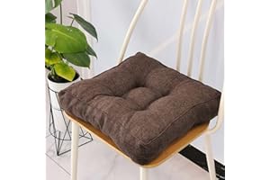 PING BU Cojín para silla de comedor, 45 x 45/50 x 50 cm, 8 cm de grosor, cojín de algodón suave para oficina, hogar, jardín (45 x 45 cm, café)