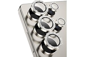 CloudValley für Samsung Galaxy S25 Ultra Kameraschutz, HD-Klar, Kratzfest, Ultra-Dünnes Individuelle Gehärtetes Glas Zubehör mit Aluminiumrand,Glitzer Titangrau
