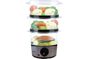 groundlevel Healthy 3 Tier Layer Food Steamer, Suitable for Fish, Vegetable, Rice and Fruits, Classic Silver Finish, auto Shut Off