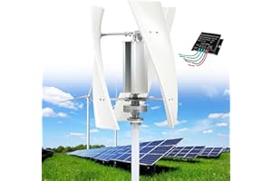 SAIYERUS Wind Turbine Generator Kit, 12000W Portable Vertical Helix Wind Power Turbine Generator, 3 Blade Wind Generator Kit with Charge Controller for Marine RV Home Industrial Energy,White-48V